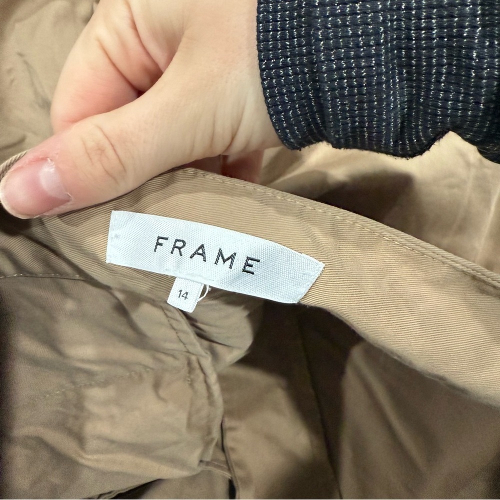 Frame Pants Cinched Trouser Front Tie in Dark Sand - Picture 6 of 7
